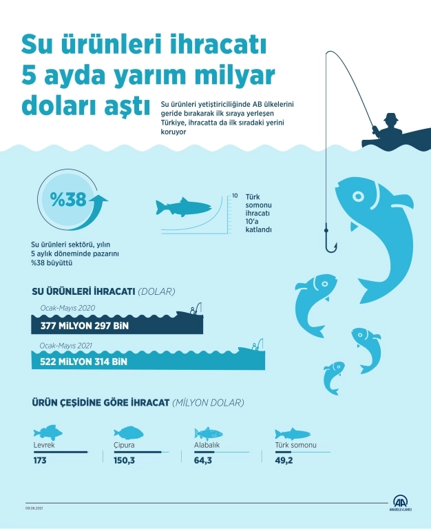Su ürünleri ihracatı 5 ayda yarım milyar doları aştı
